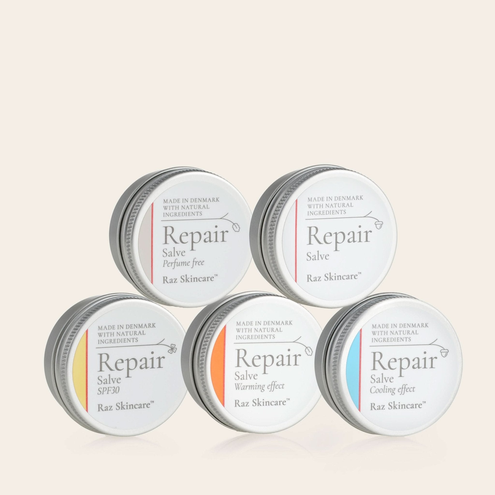 Et billede af Repair mini collection, som indeholder Repair warming, cooling, spf30, original og perfume free i 15 ml