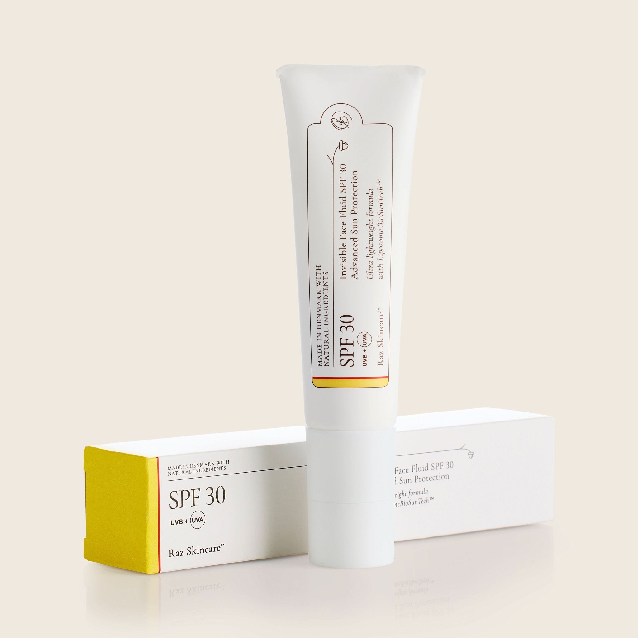 Worlds best SPF30 Invisible Face Fluid Solcreme 50ml - Raz Skincare