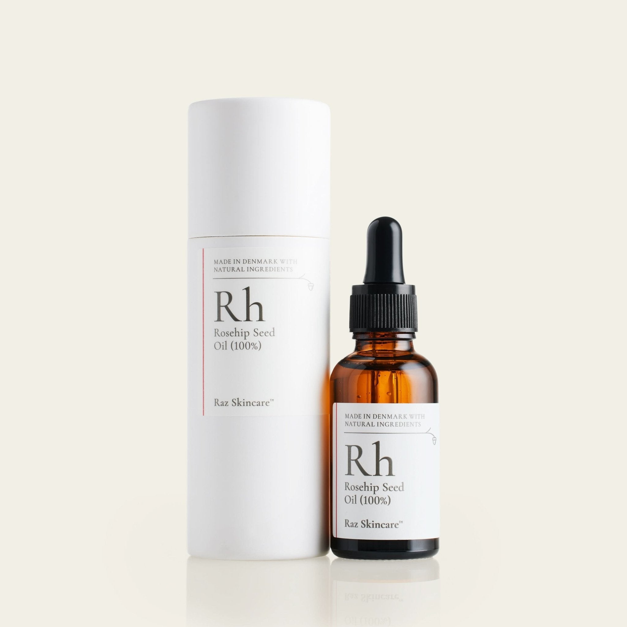Rh 100% 30ml som står ved siden af emballagen den kommer i - Raz Skincare